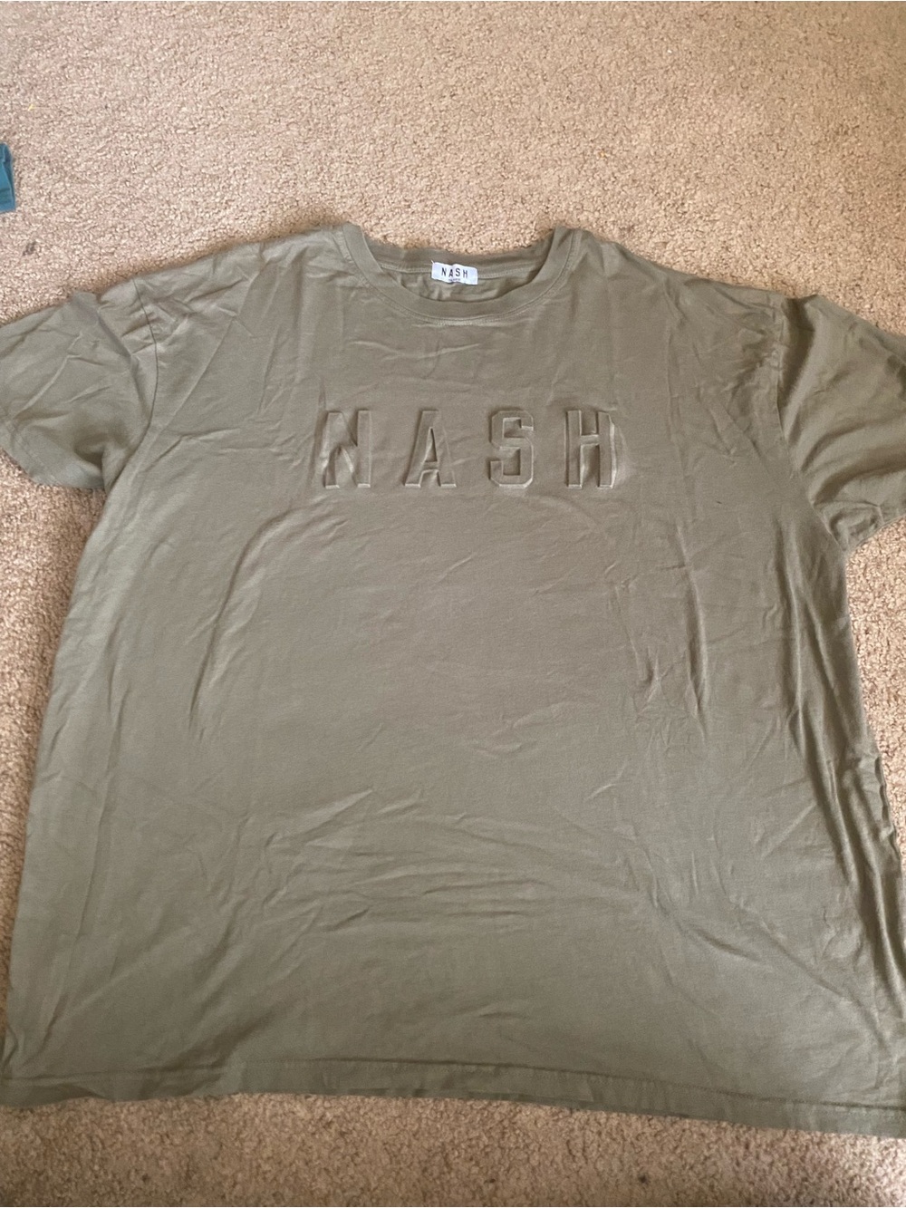 The Nash Collection Olive Green Tonal Embossed Raised Logo Tee Shirt 3XL
